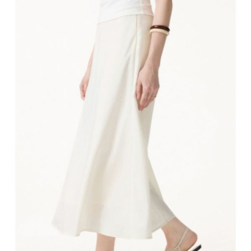 OGL Woven Lyocell Linen Blend Side Zip Maxi Skirt Eggnog Size Medium